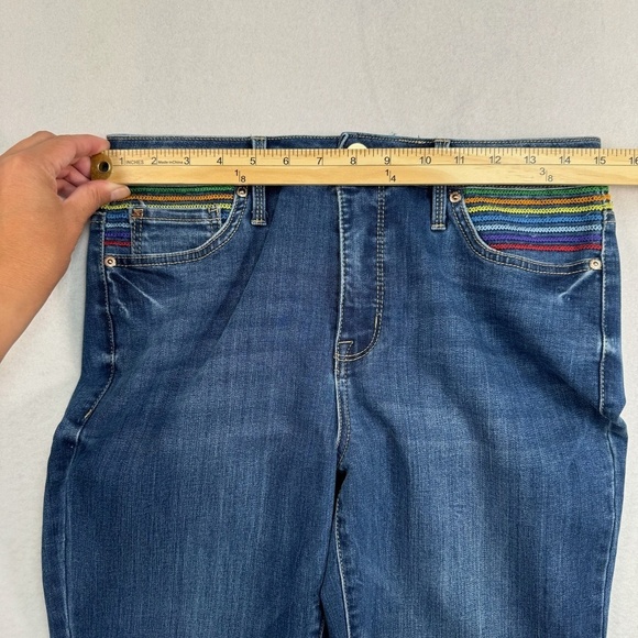 Seven 7 Hollywood Skinny Jeans Womens Size 8 Medium Blue Rainbow High Rise - Picture 9 of 14